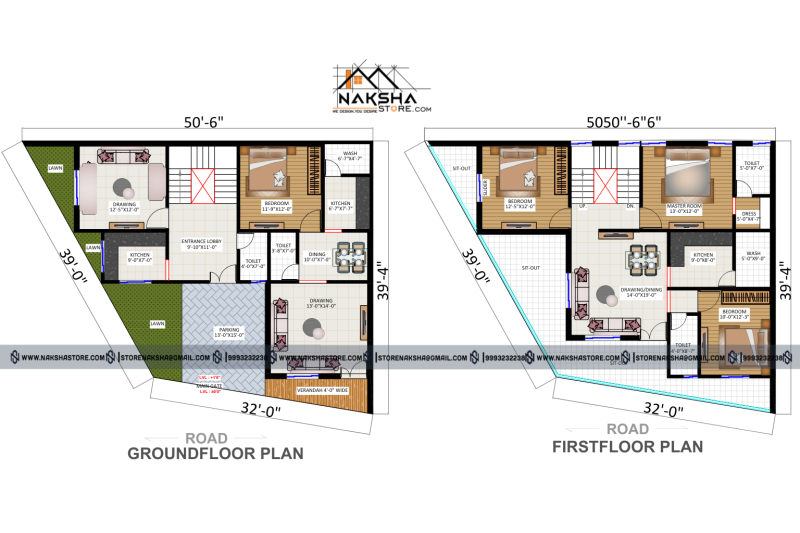 50×39 House Floor Plan – Ground & First Floor Layout
